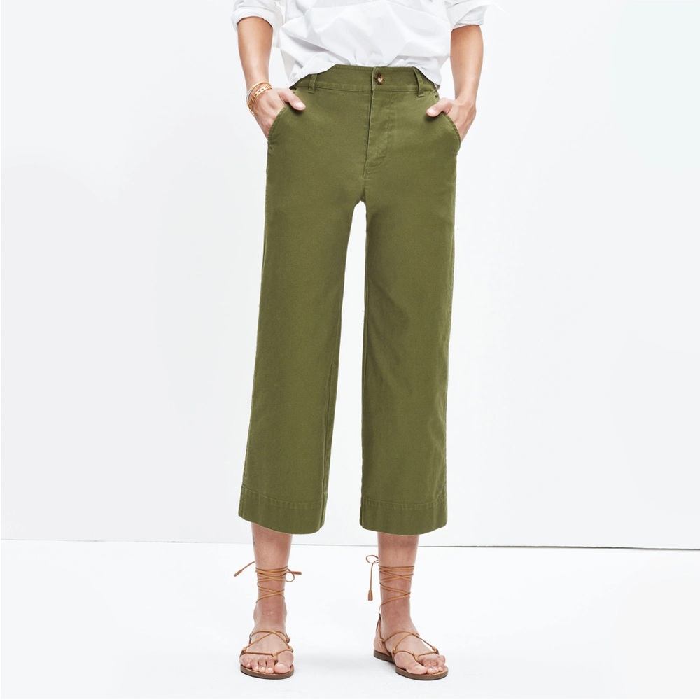 Madewell Langford Wide Leg Crop Olive Green Pants